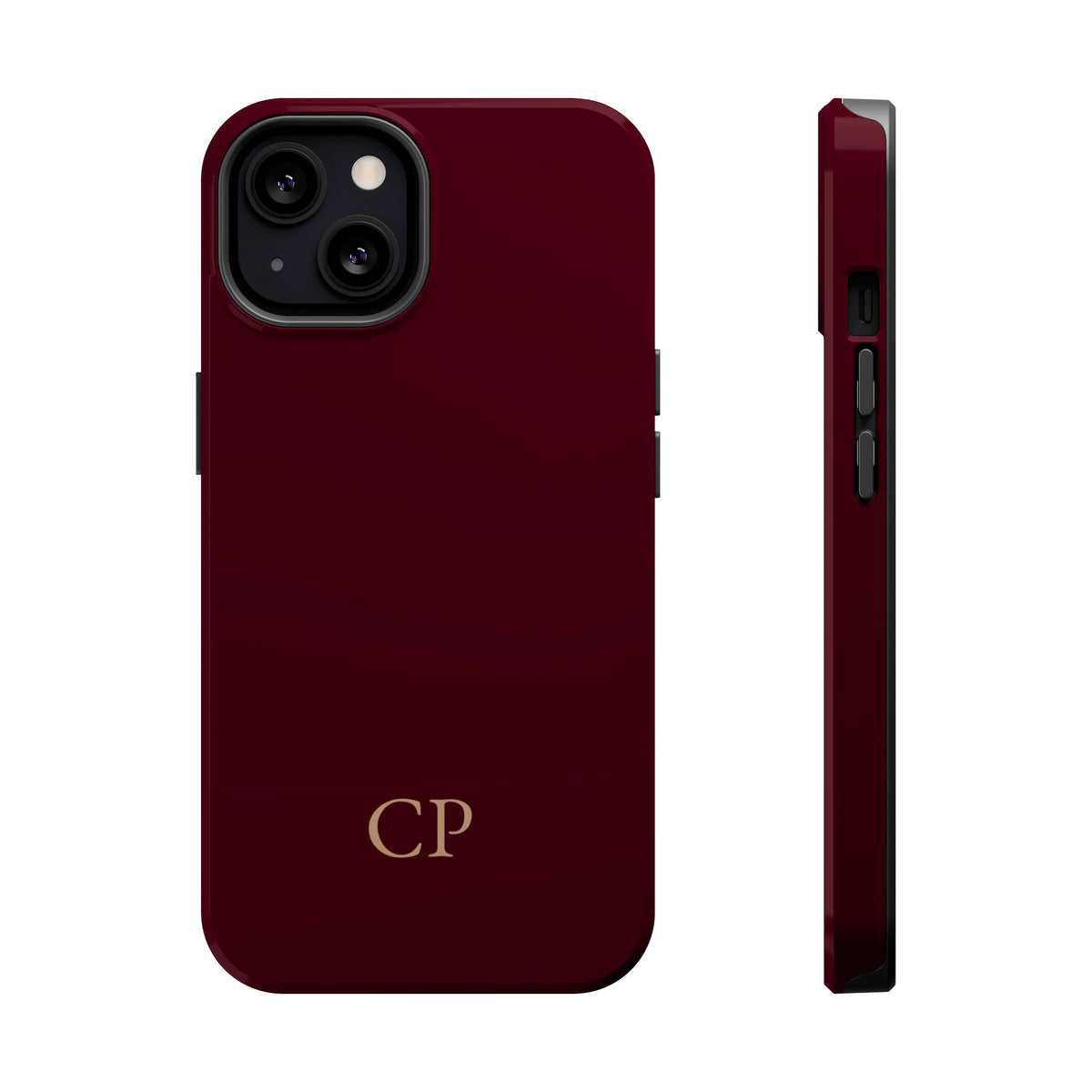 Burgundy Solid Monogram Magnetic Impact Resistant Case Personalized