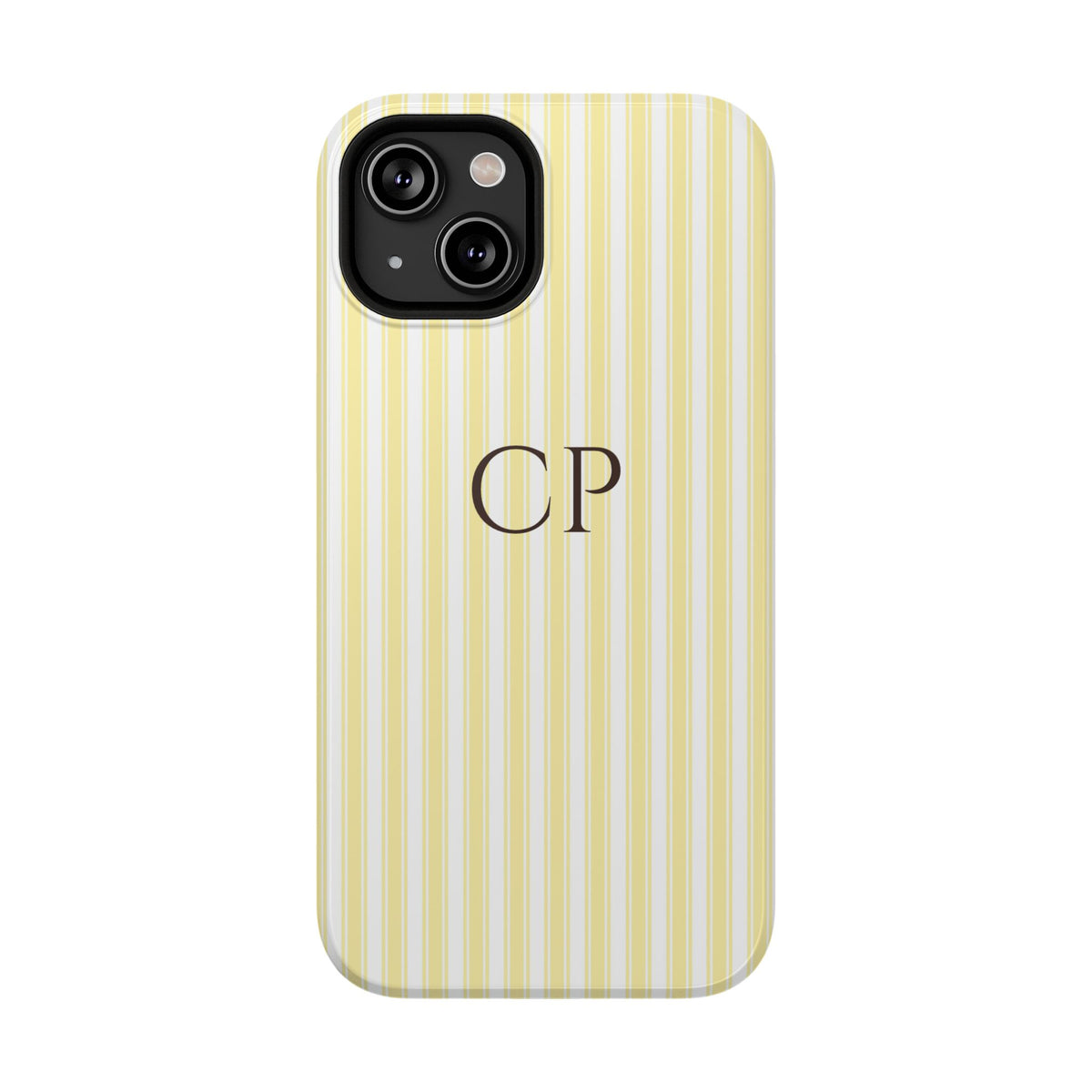 Cream Stripe Monogram Impact Resistant Case Personalized