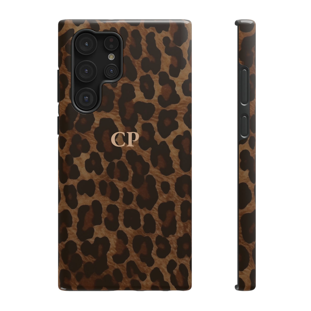 Brown Leopard Monogram Impact Resistant Case Personalized