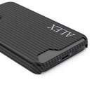 Black Stripe Name Phone Case With Card Holder Personalized