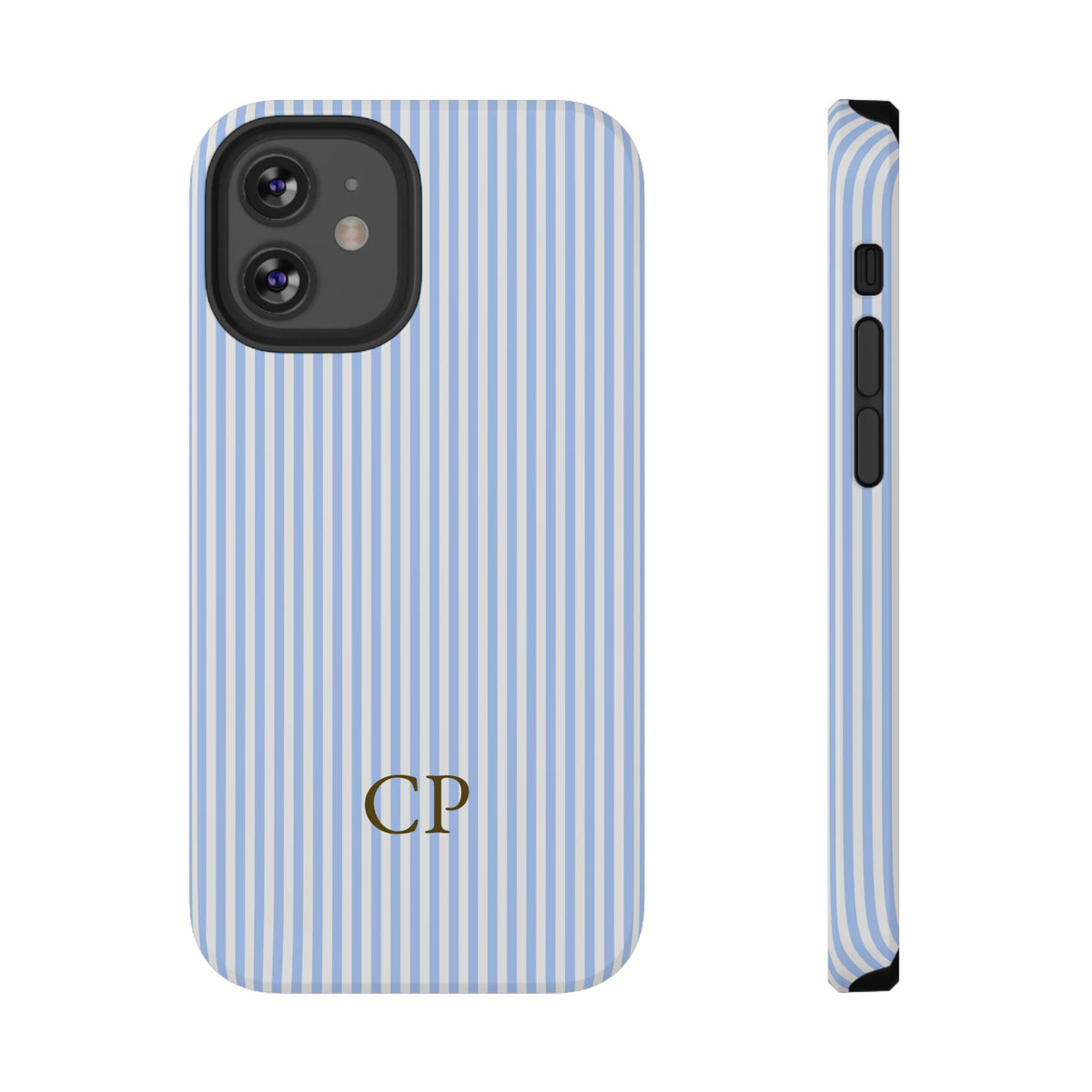 Sky Pinstripe Monogram Impact Resistant Case Personalized