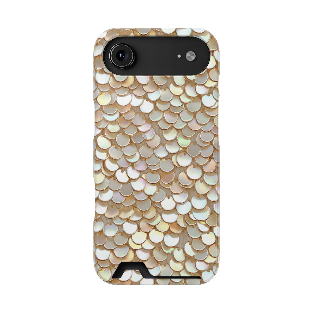 Champagne Sequin phone case with card holder for iPhone 17 Air, glossy finish