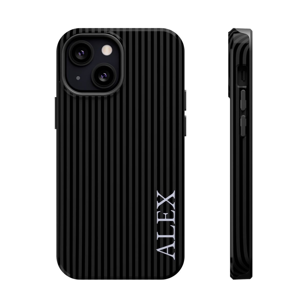 Black Stripe Name Magnetic Impact Resistant Case Personalized