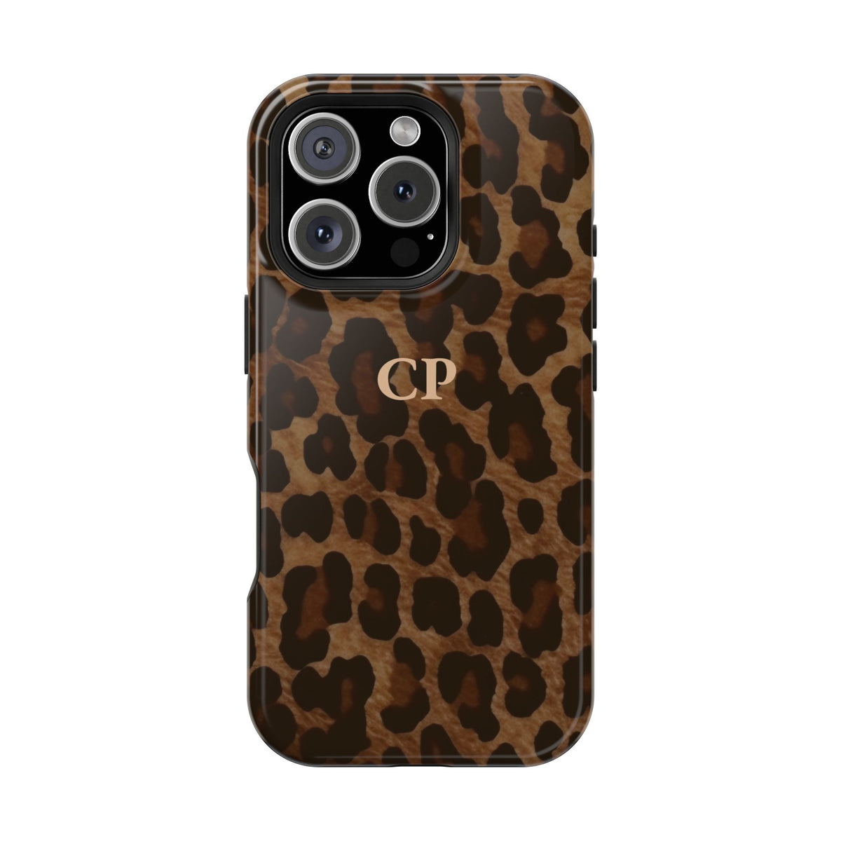 Brown Leopard Monogram Magnetic Impact Resistant Case Personalized