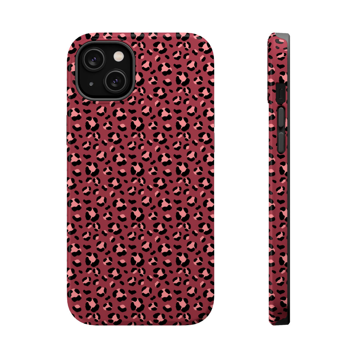 Pink Leopard MagSafe case for iPhone 14 Plus, glossy finish