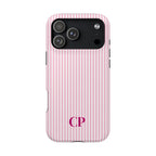 Blush Pinstripe Monogram Magnetic Impact Resistant Case Personalized