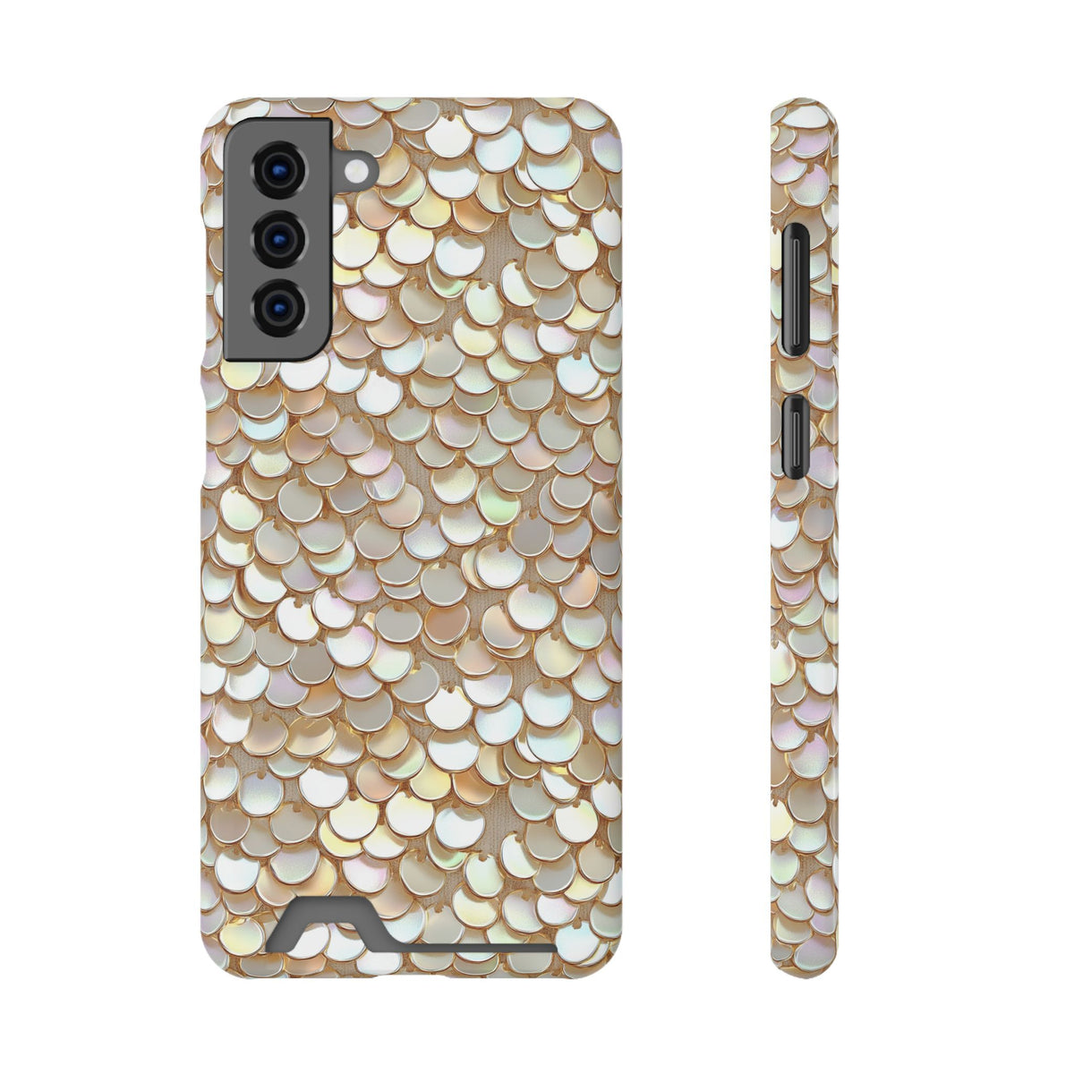 Champagne Sequin phone case with card holder for Samsung Galaxy S21 Plus, glossy finish