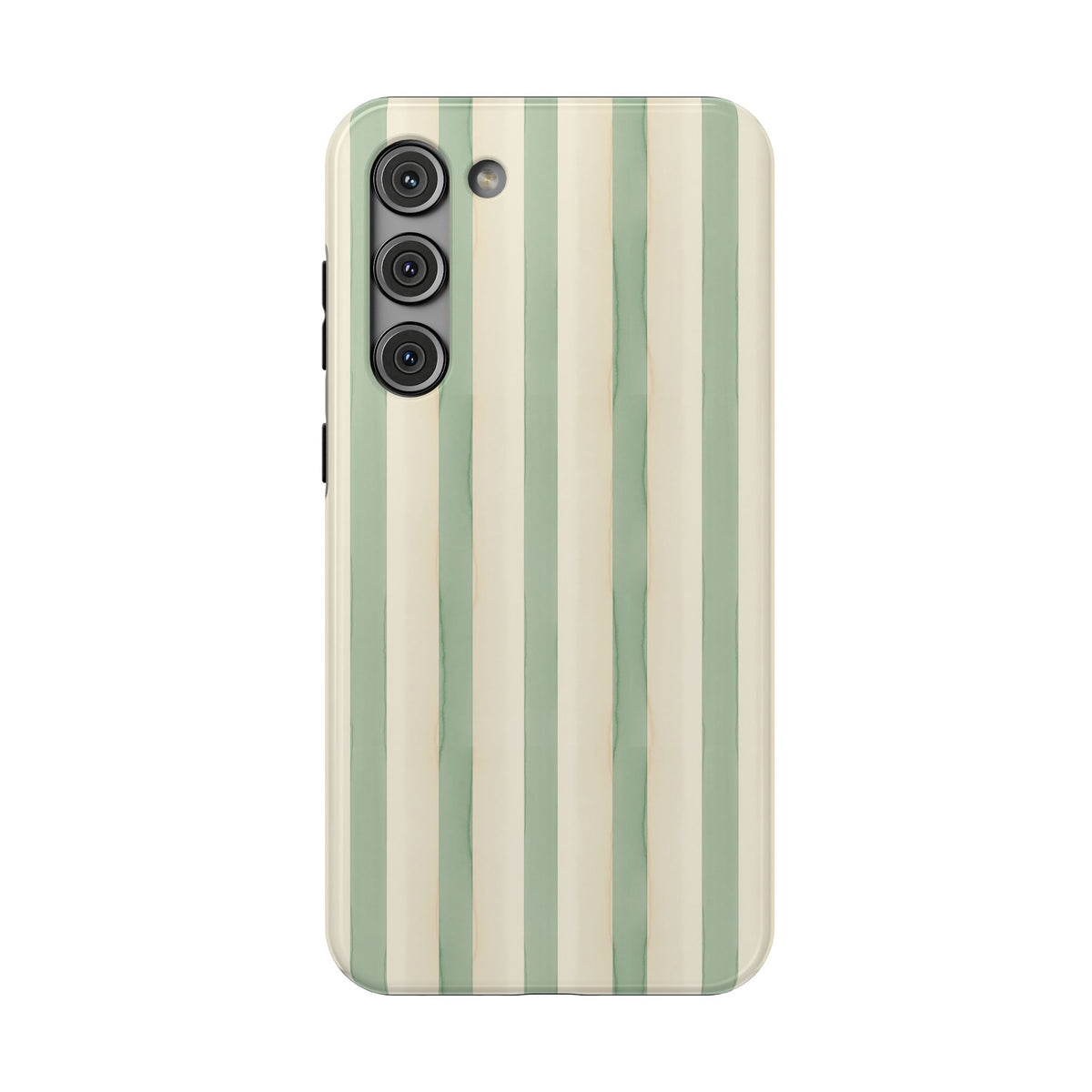 Sage Stripe protective phone case for Samsung Galaxy S23 Plus, glossy finish