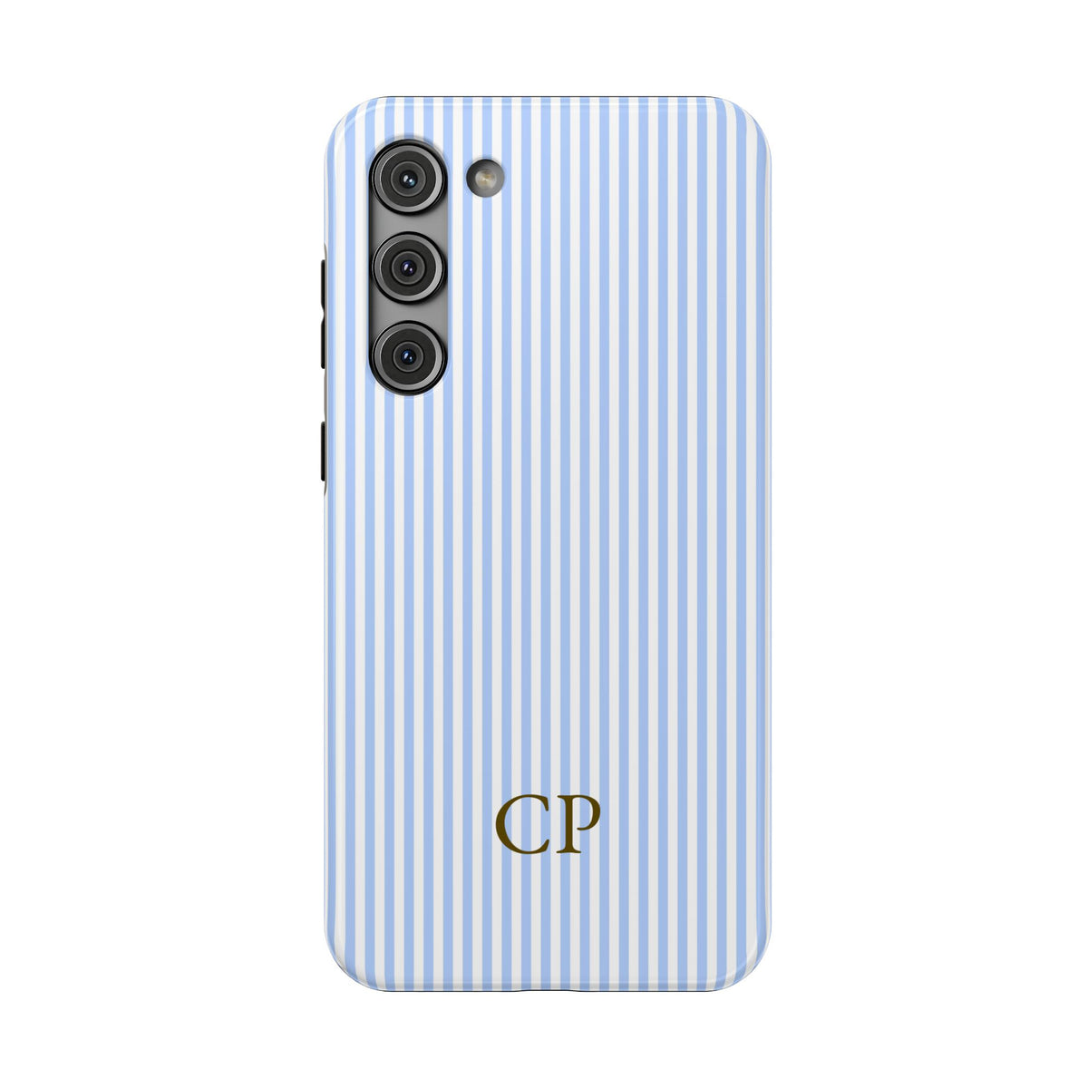 Sky Pinstripe Monogram Impact Resistant Case Personalized