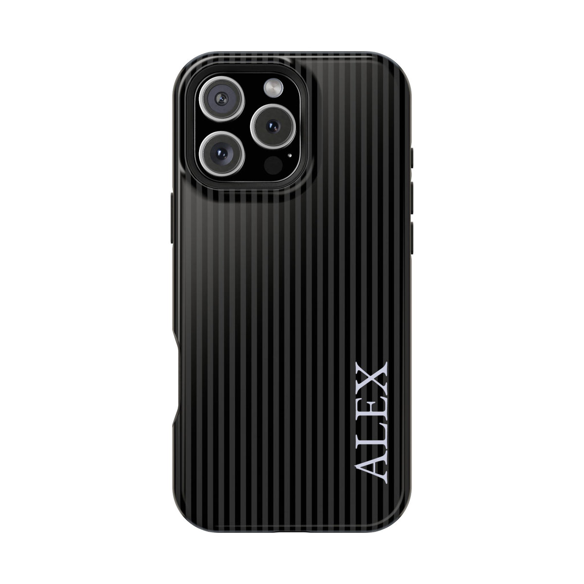 Black Stripe Name Impact Resistant Case Personalized