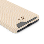 Latte Ribbed Monogram Phone Case With Card Holder Personalized
