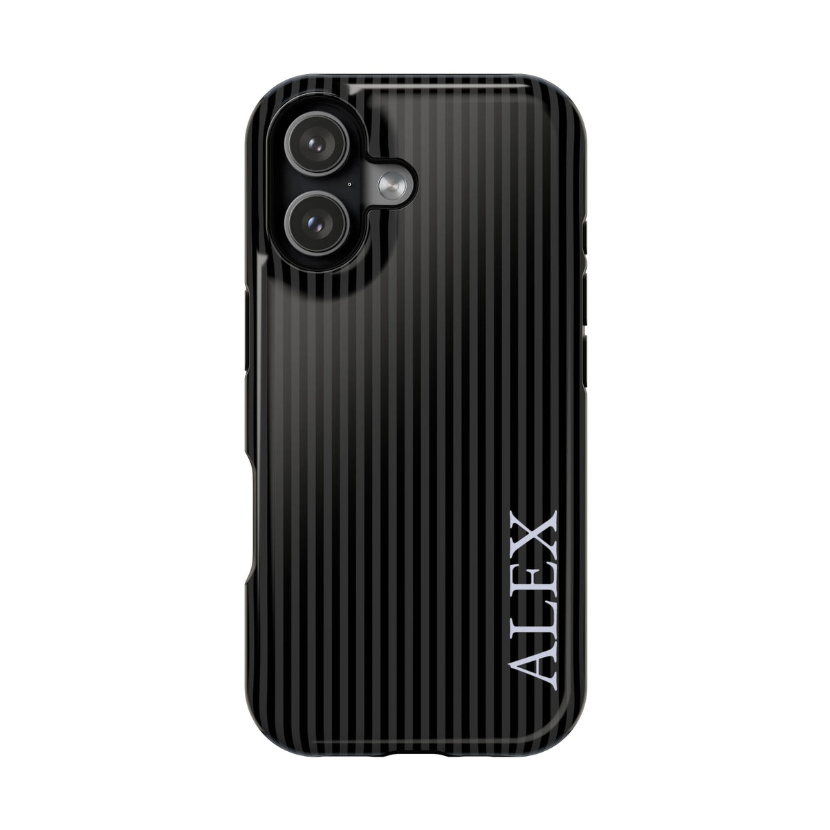 Black Stripe Name Magnetic Impact Resistant Case Personalized