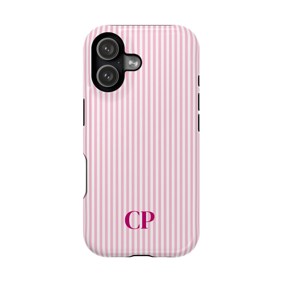 Blush Pinstripe Monogram Magnetic Impact Resistant Case Personalized