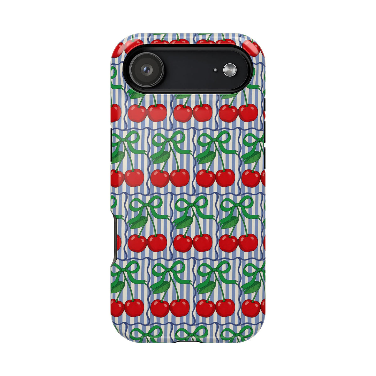 Cherry Bow Stripe protective phone case for iPhone 17 Air, glossy finish