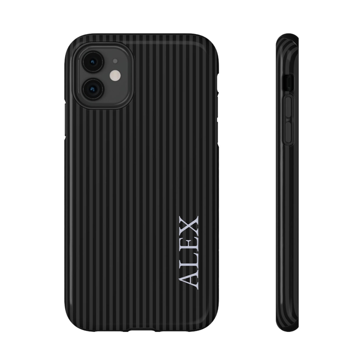 Black Stripe Name Impact Resistant Case Personalized
