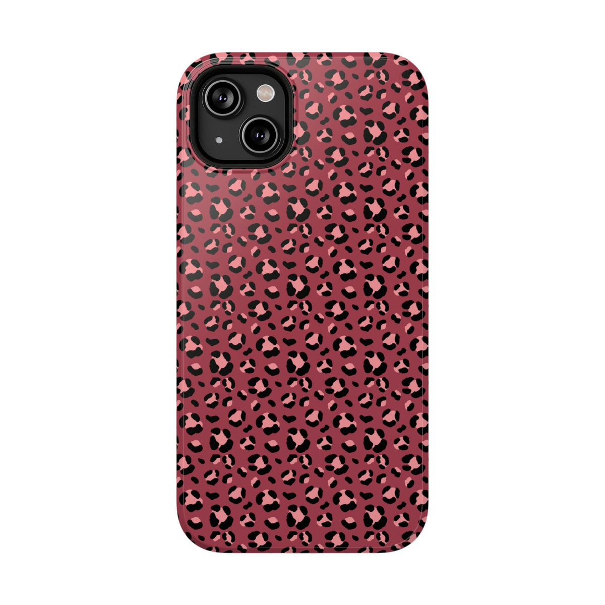 Pink Leopard protective phone case for iPhone 14 Plus, glossy finish