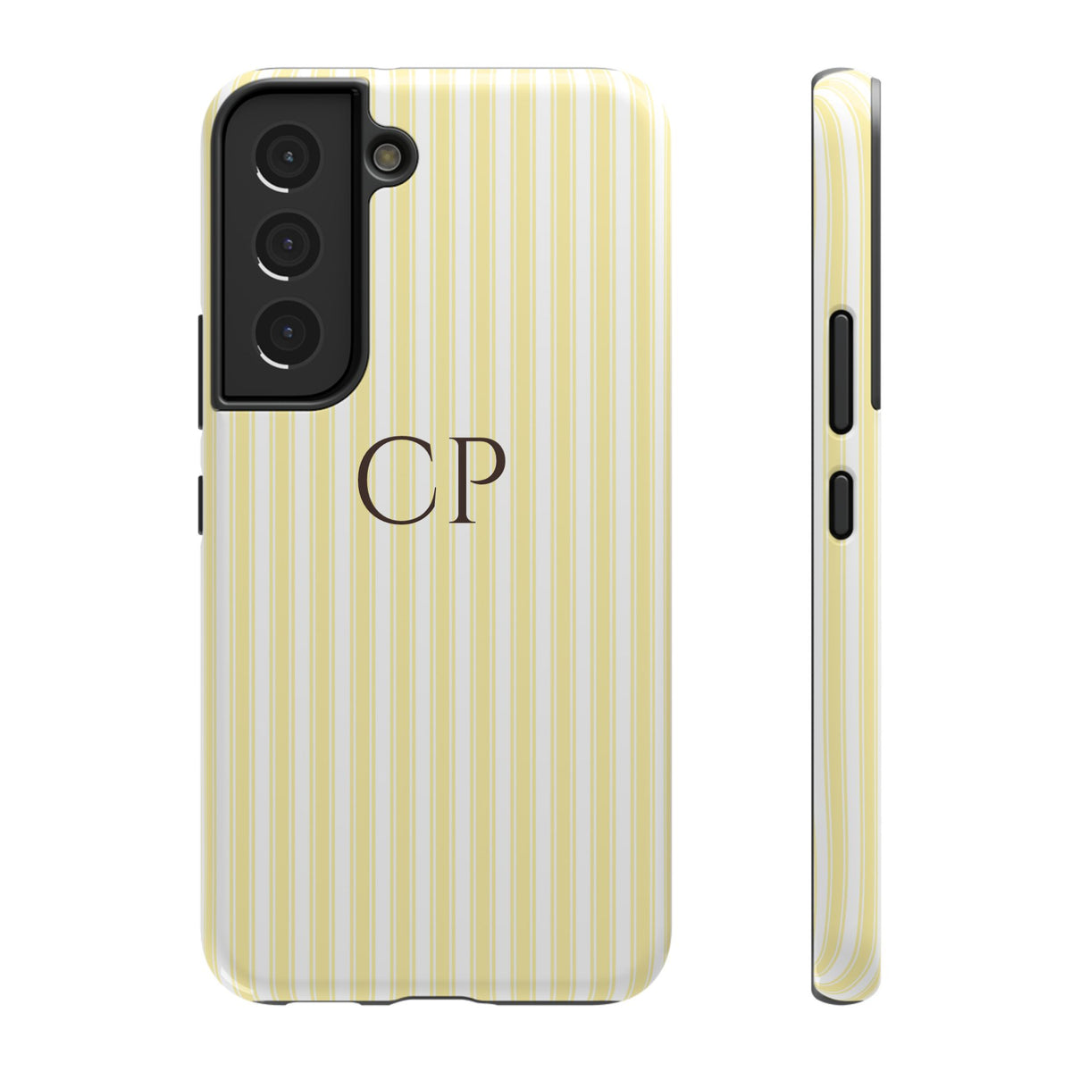 Cream Stripe Monogram Impact Resistant Case Personalized