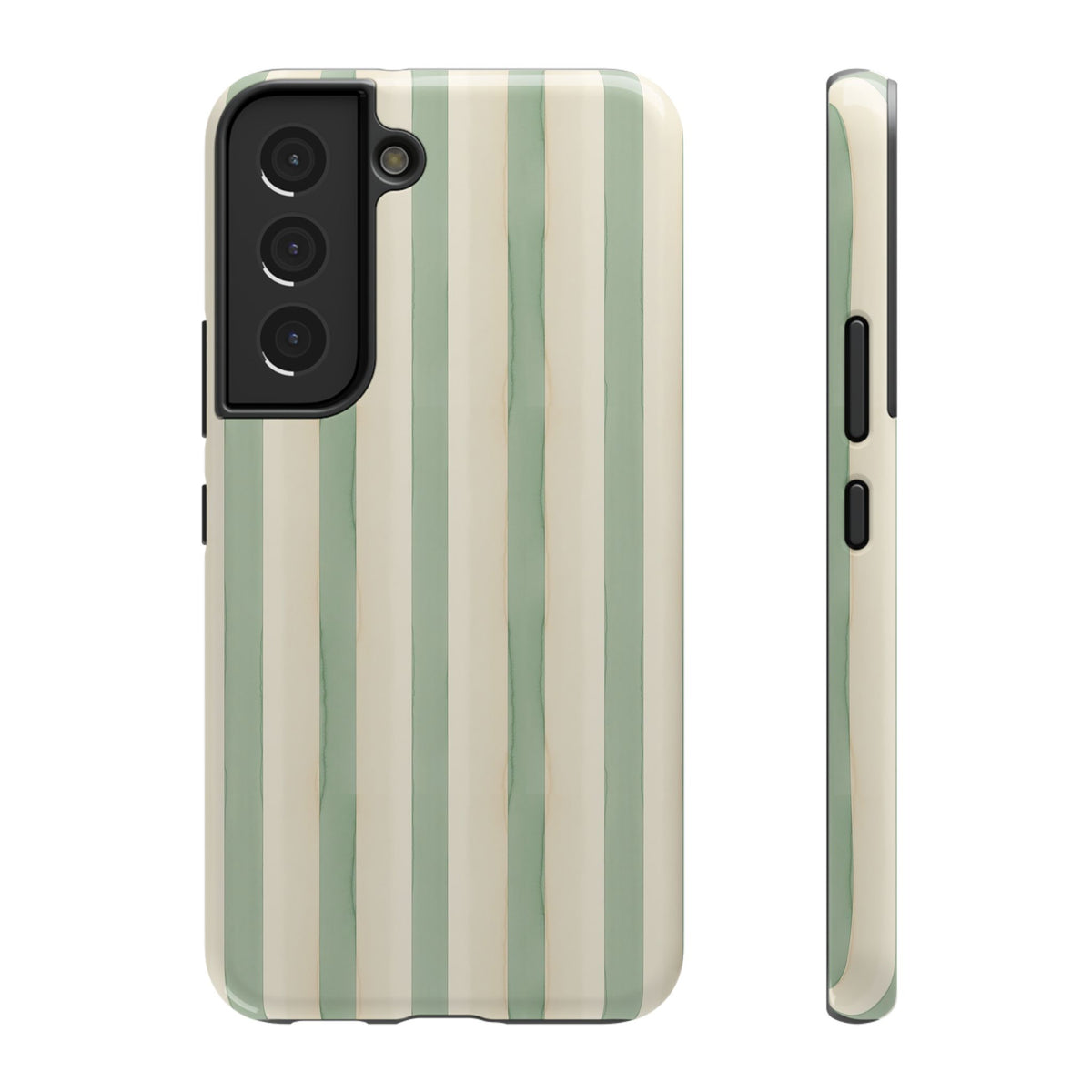 Sage Stripe protective phone case for Samsung Galaxy S22, glossy finish