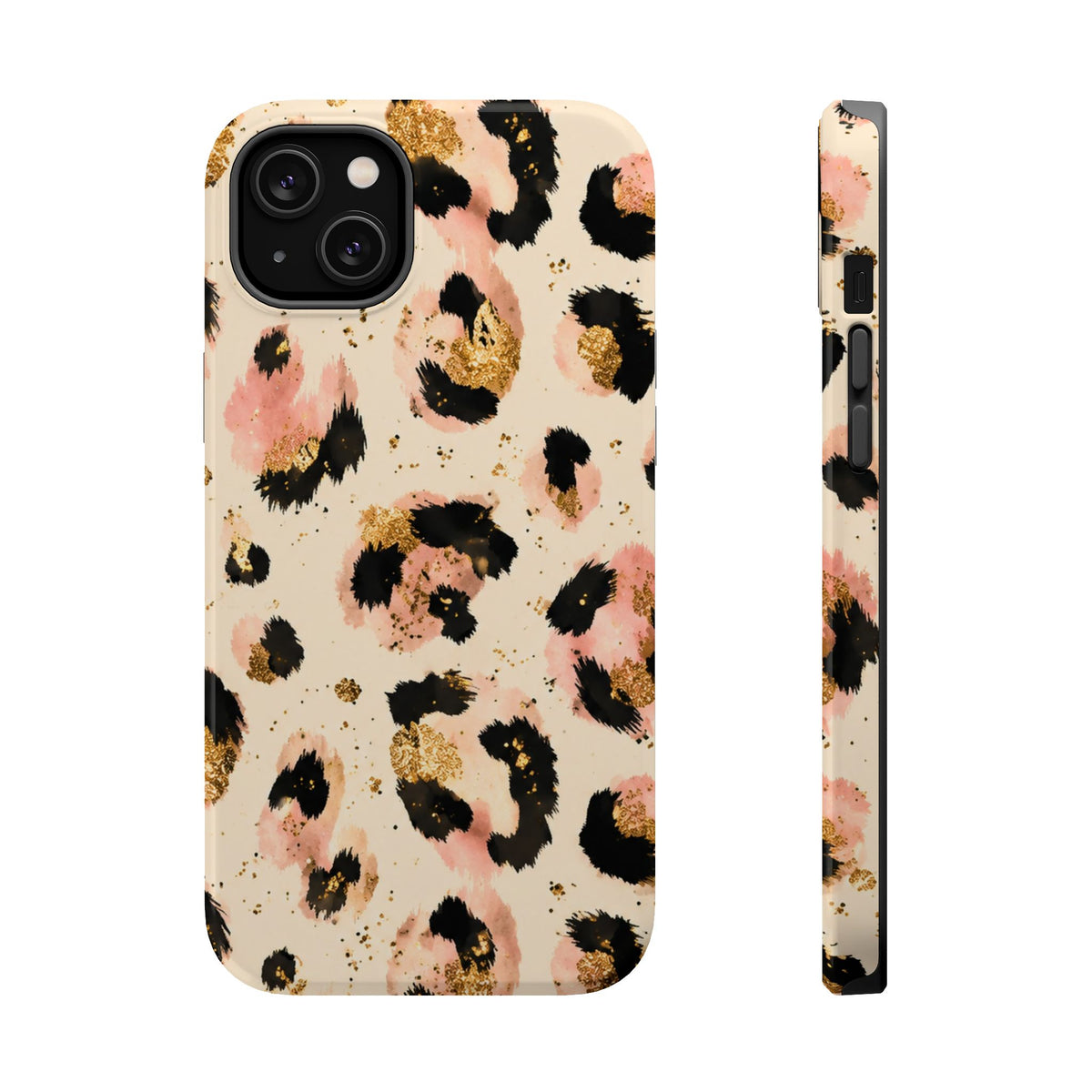 Golden Leopard MagSafe case for iPhone 14 Plus, glossy finish