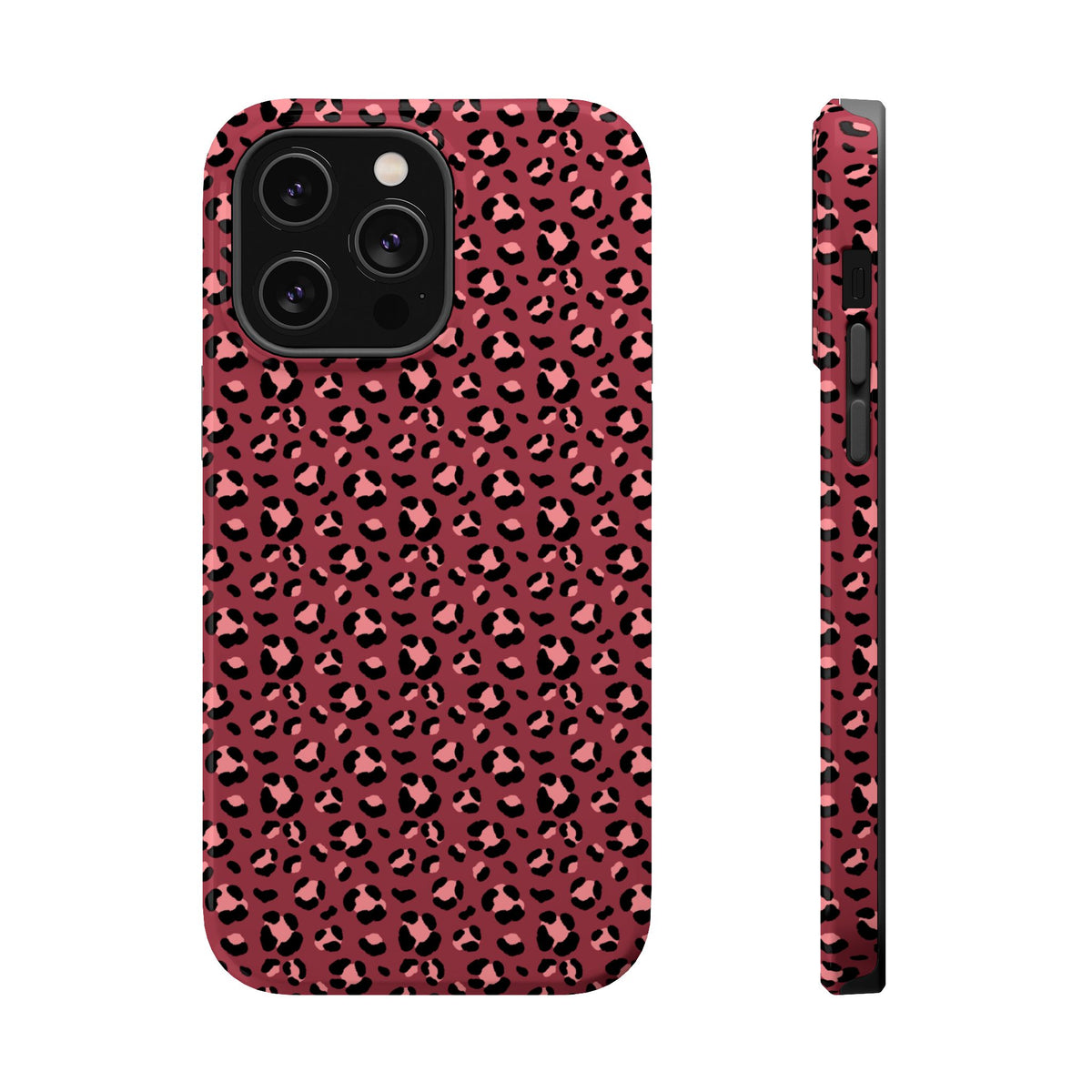 Pink Leopard MagSafe case for iPhone 14 Pro Max, glossy finish