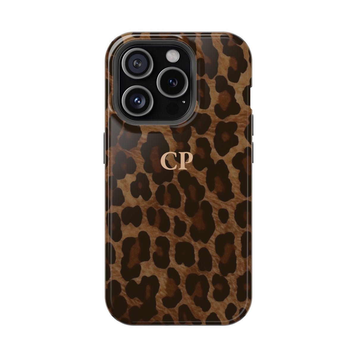 Brown Leopard Monogram Impact Resistant Case Personalized