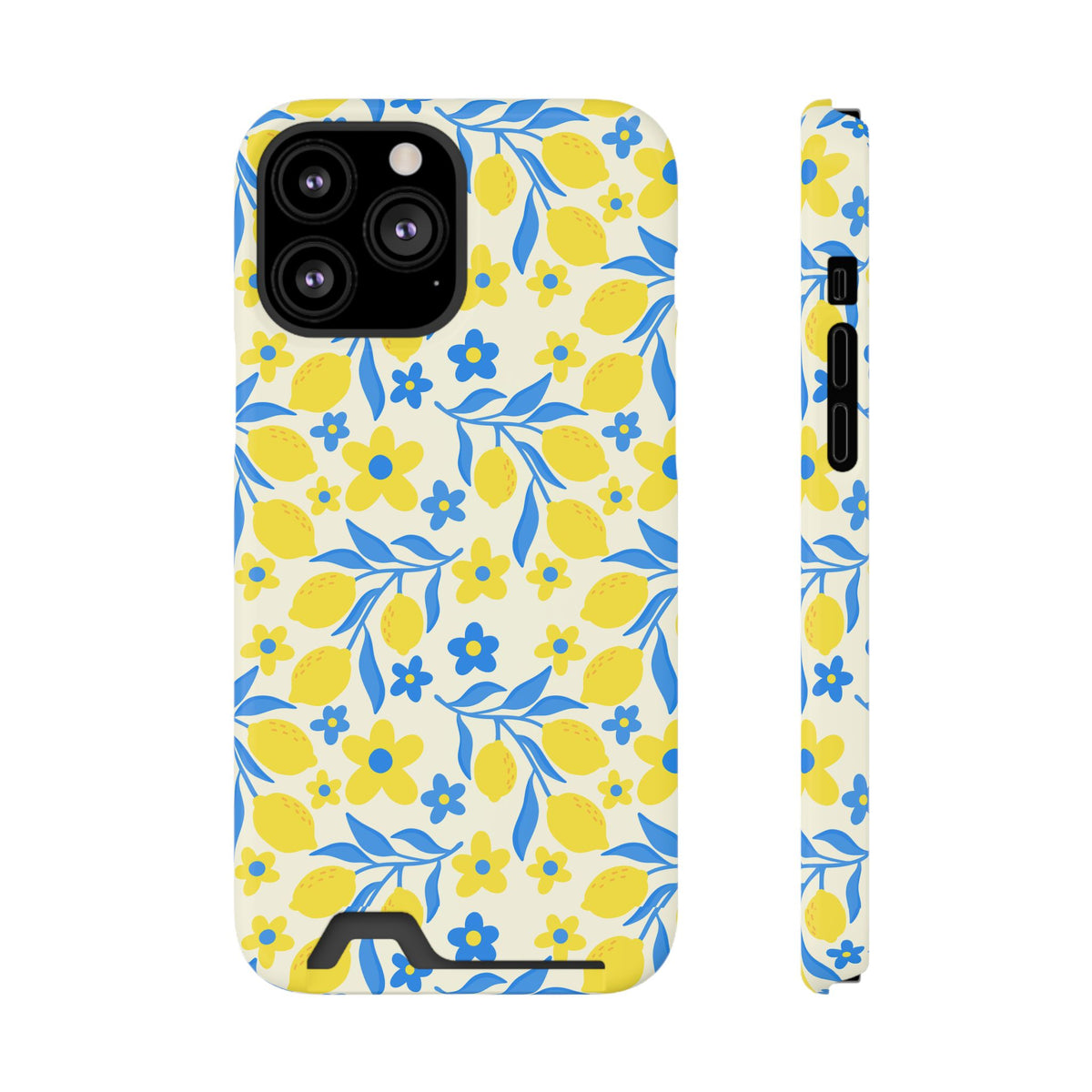 Amalfi Lemon phone case with card holder for iPhone 13 Pro Max, glossy finish