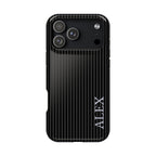 Black Stripe Name Magnetic Impact Resistant Case Personalized