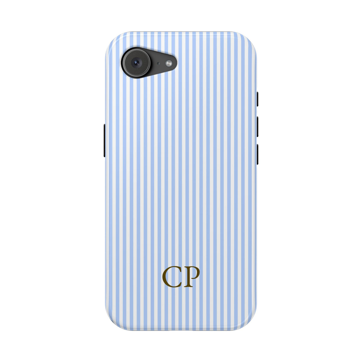 Sky Pinstripe Monogram Impact Resistant Case Personalized
