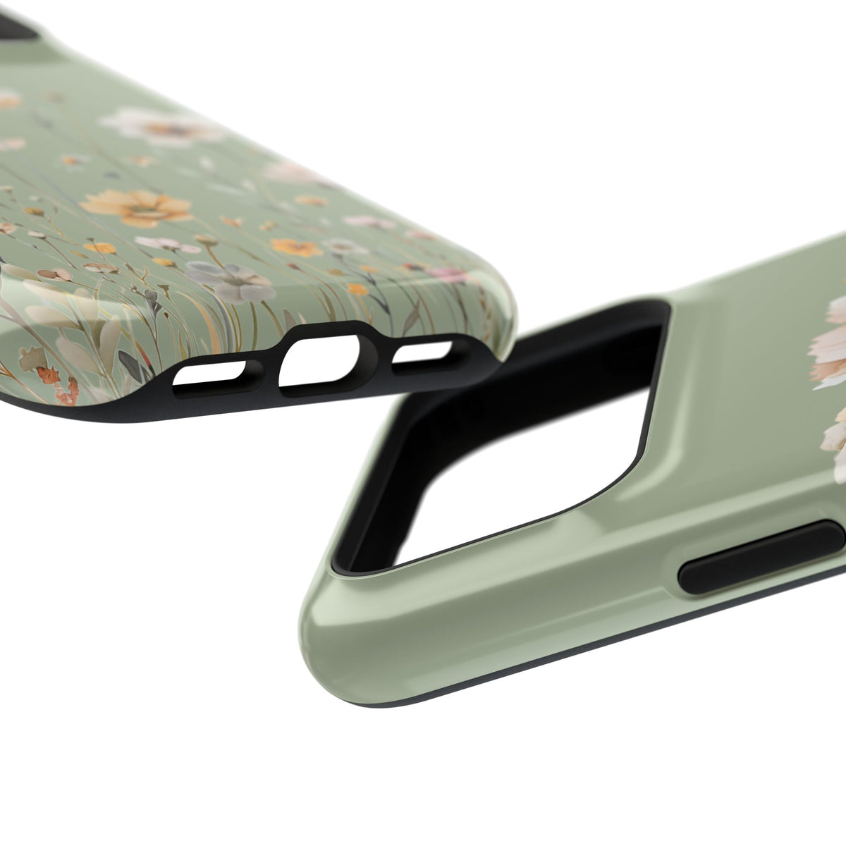 Sage Daisy MagSafe case, close-up at an angle