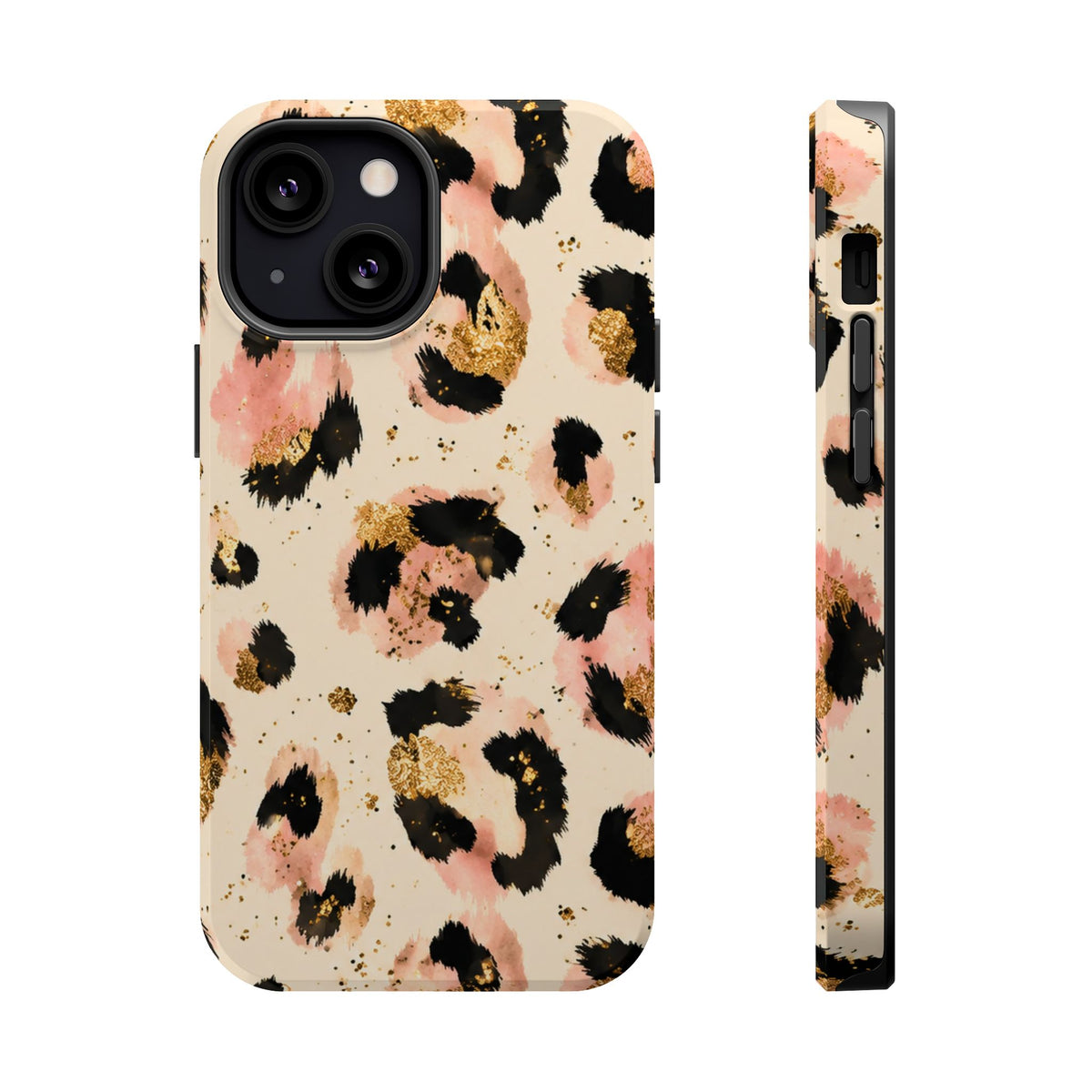 Golden Leopard MagSafe case for iPhone 13 Mini, glossy finish
