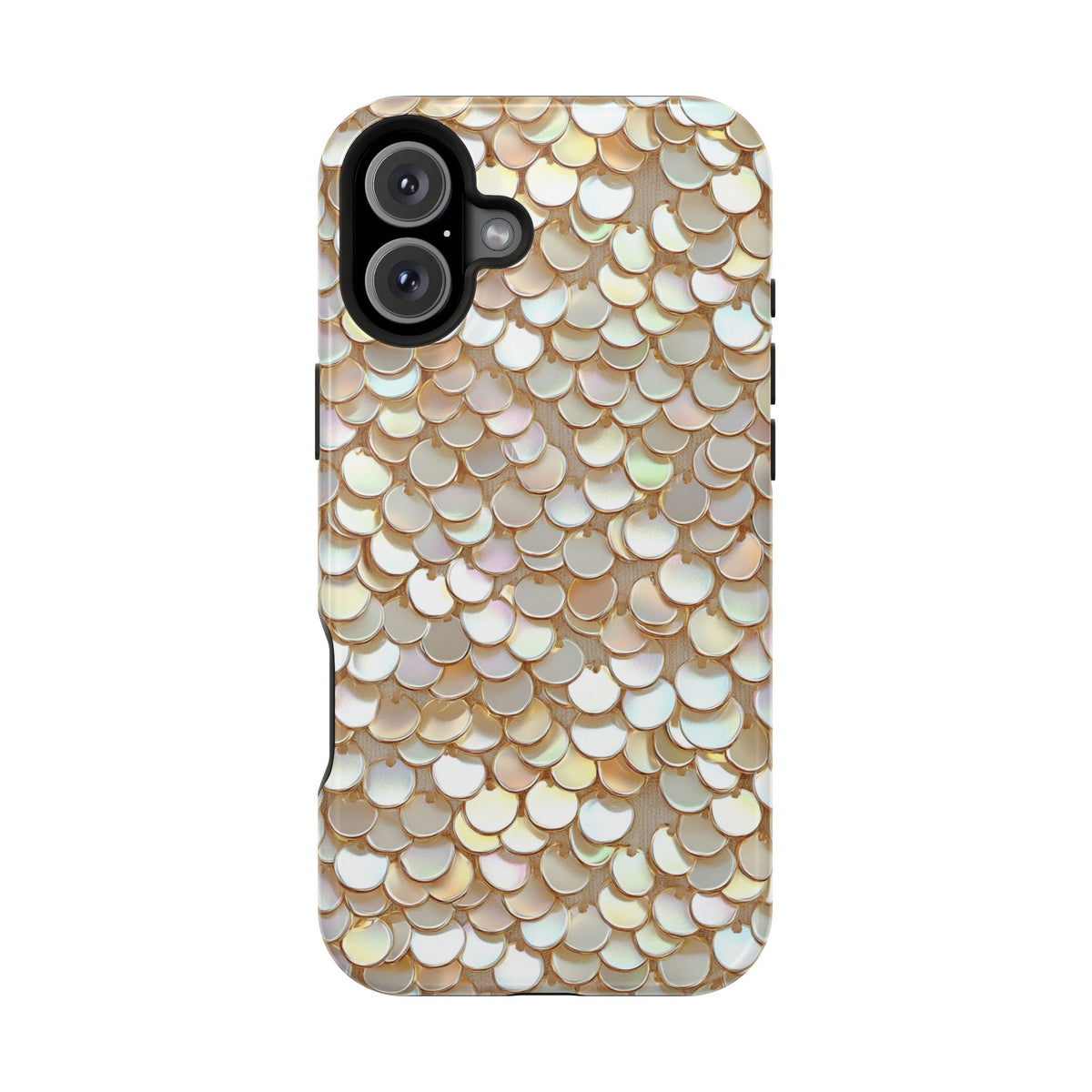Champagne Sequin MagSafe case for iPhone 16 Plus, glossy finish