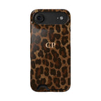 Brown Leopard Monogram Phone Case With Card Holder Personalized