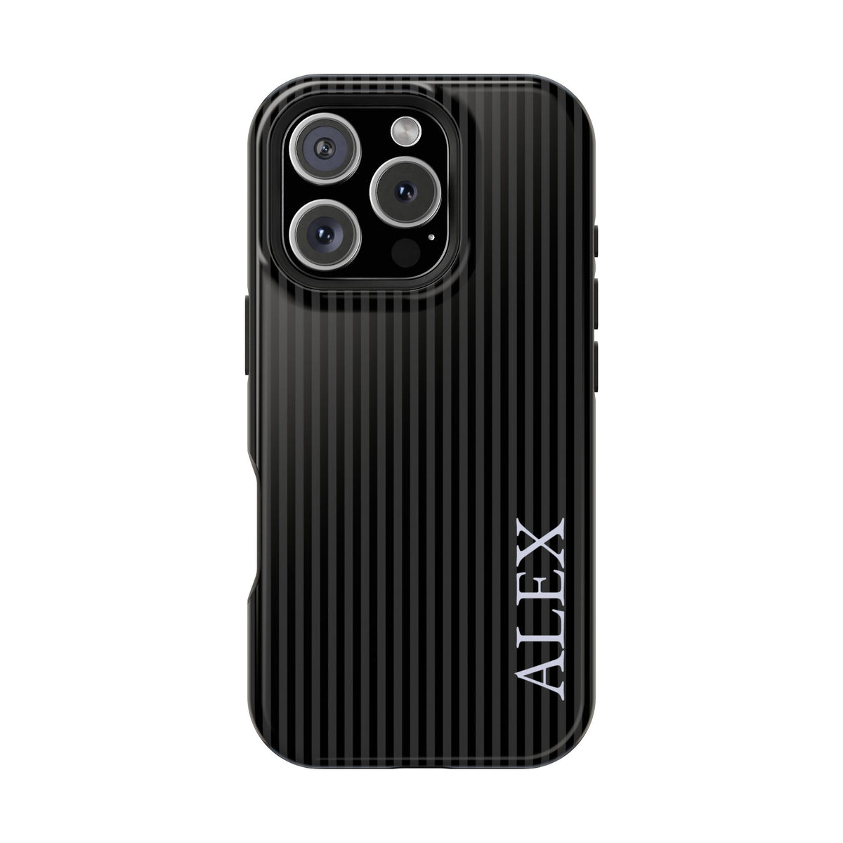 Black Stripe Name Magnetic Impact Resistant Case Personalized