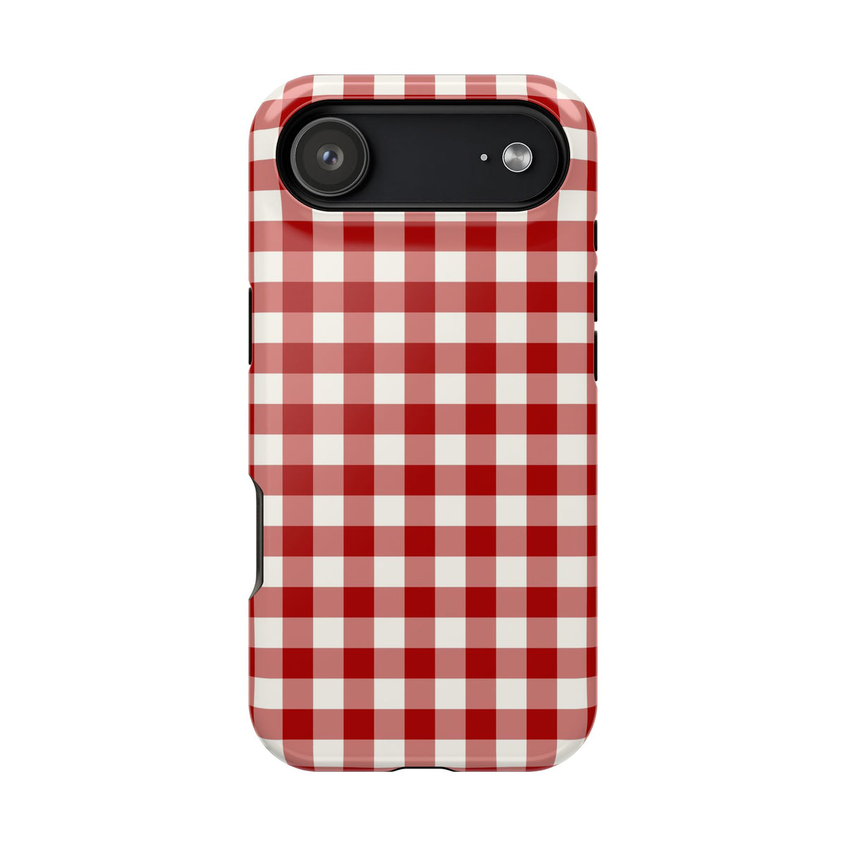 Red Gingham protective phone case for iPhone 17 Air, glossy finish