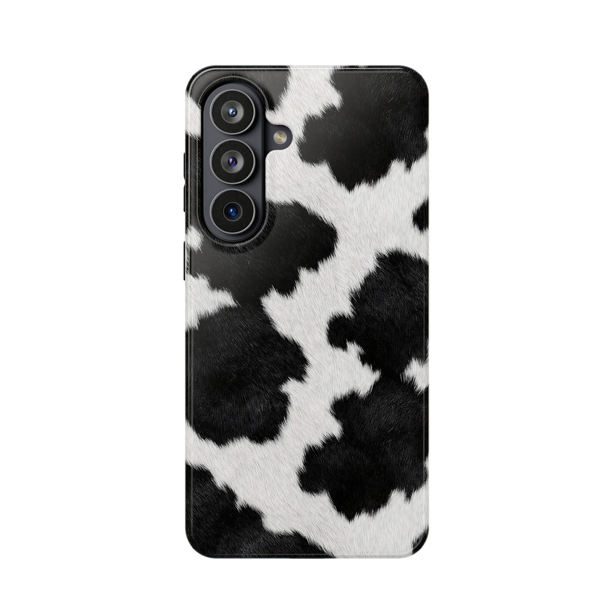 Black Cow Print protective phone case for Samsung Galaxy S26 Plus, glossy finish