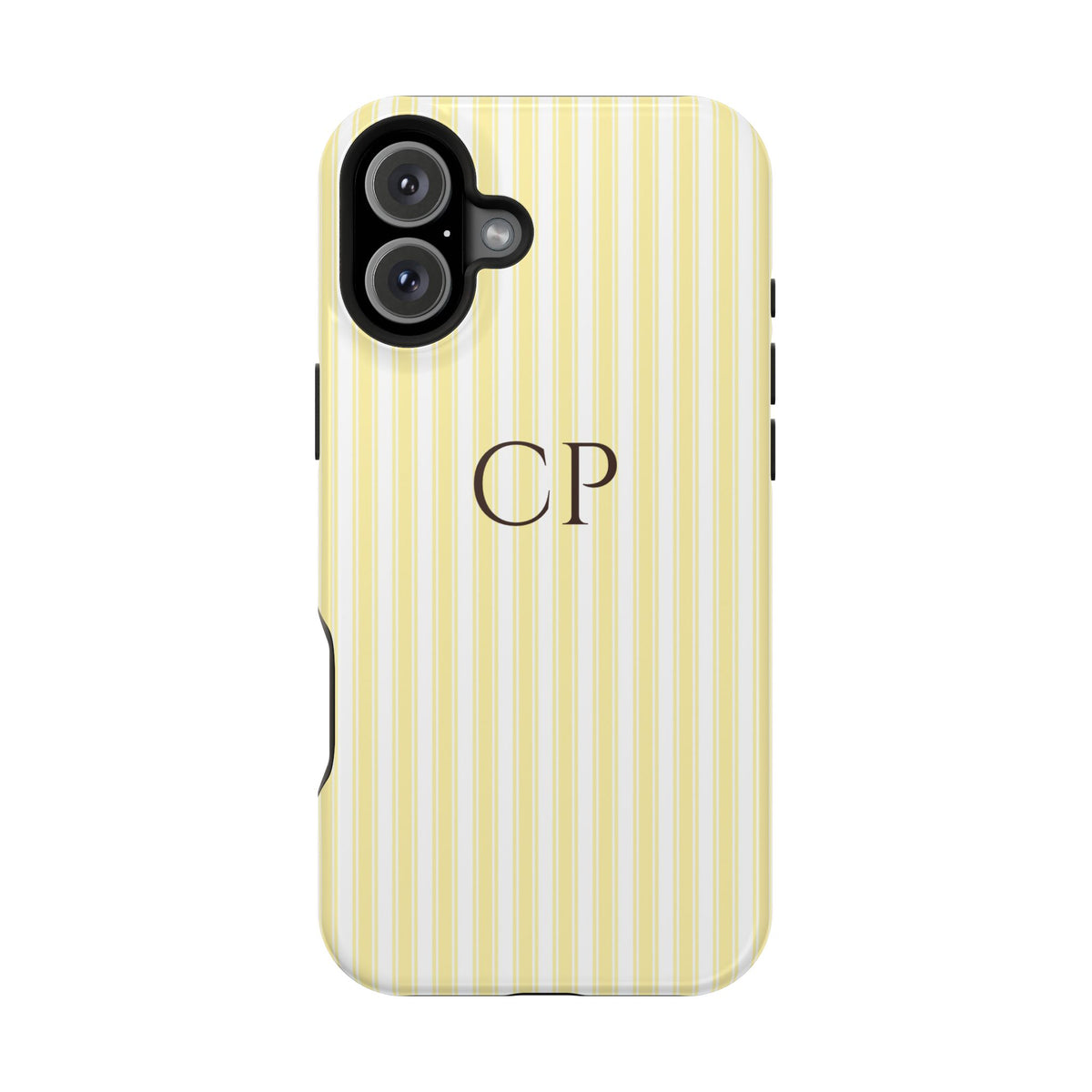 Cream Stripe Monogram Magnetic Impact Resistant Case Personalized