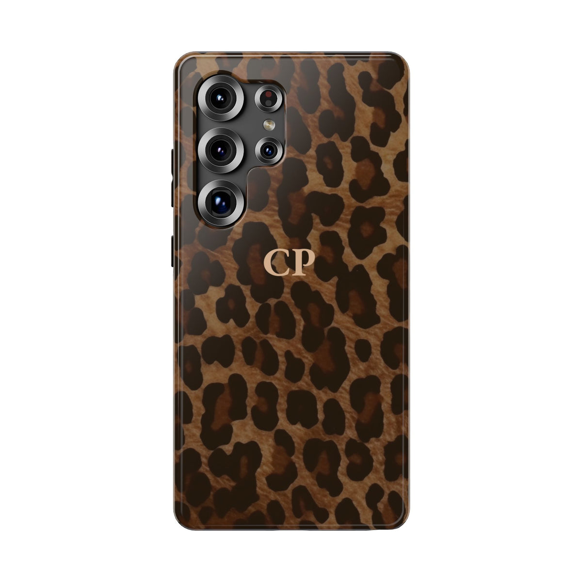 Brown Leopard Monogram Impact Resistant Case Personalized