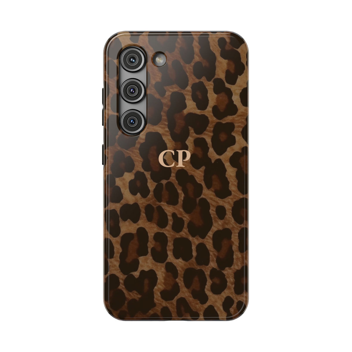Brown Leopard Monogram Impact Resistant Case Personalized