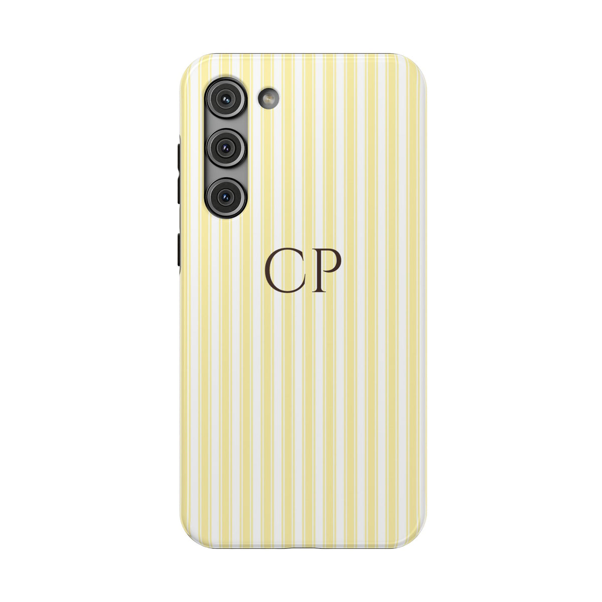 Cream Stripe Monogram Impact Resistant Case Personalized