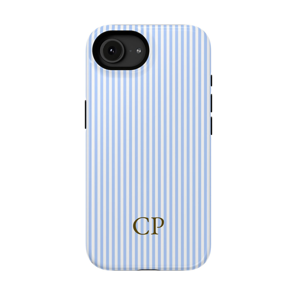 Sky Pinstripe Monogram Impact Resistant Case Personalized