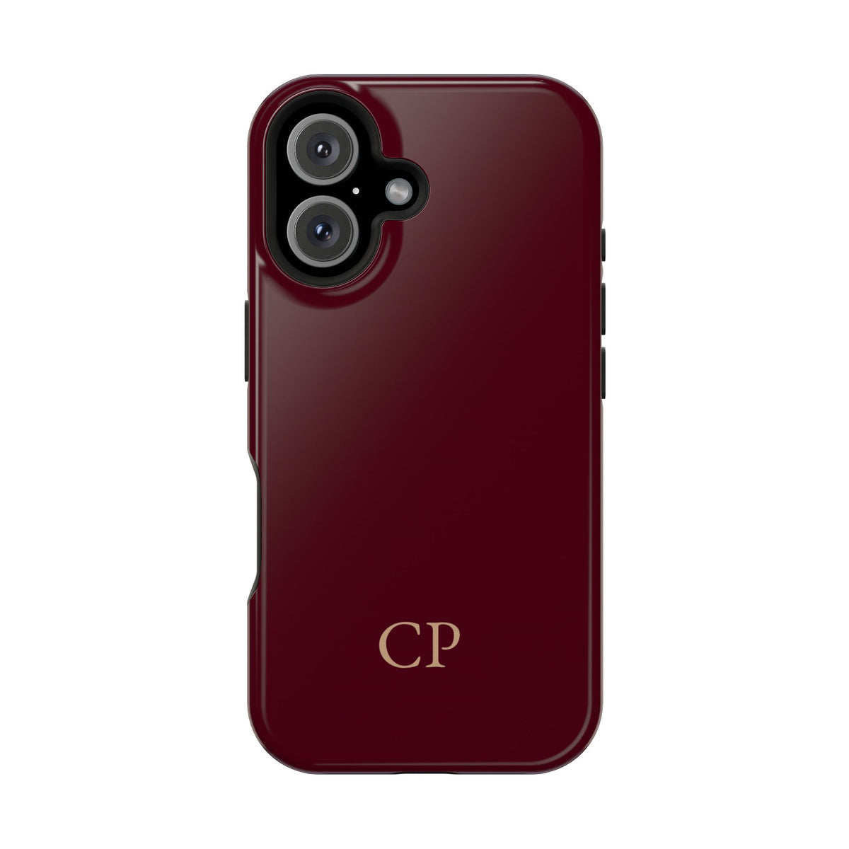 Burgundy Solid Monogram Magnetic Impact Resistant Case Personalized