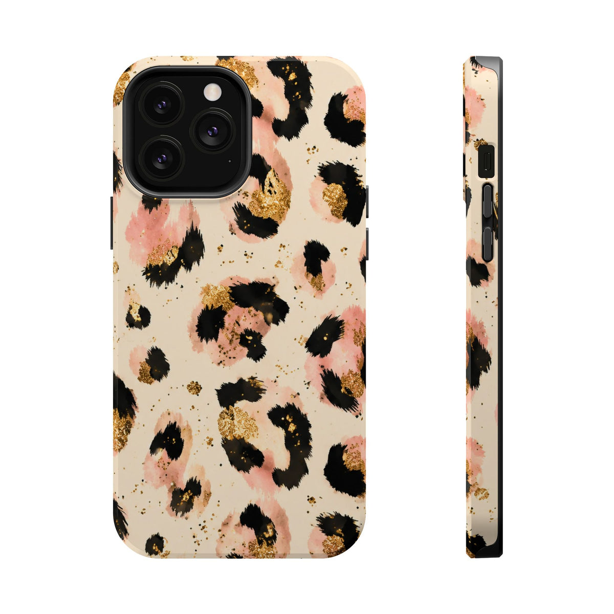 Golden Leopard MagSafe case for iPhone 13 Pro Max, glossy finish