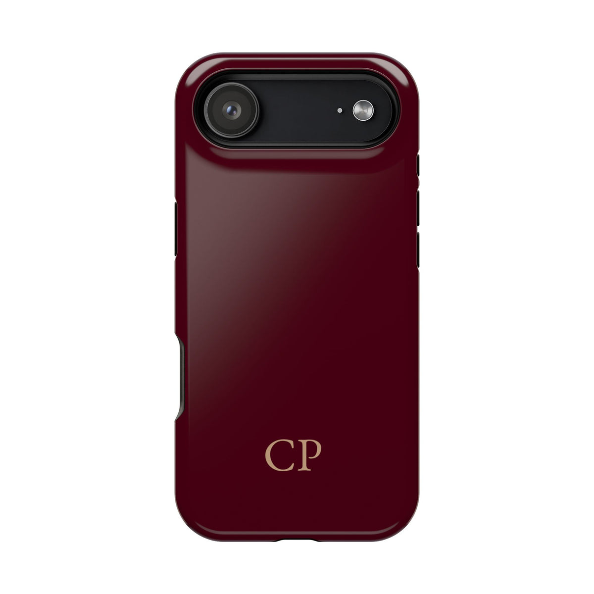 Burgundy Solid Monogram Magnetic Impact Resistant Case Personalized