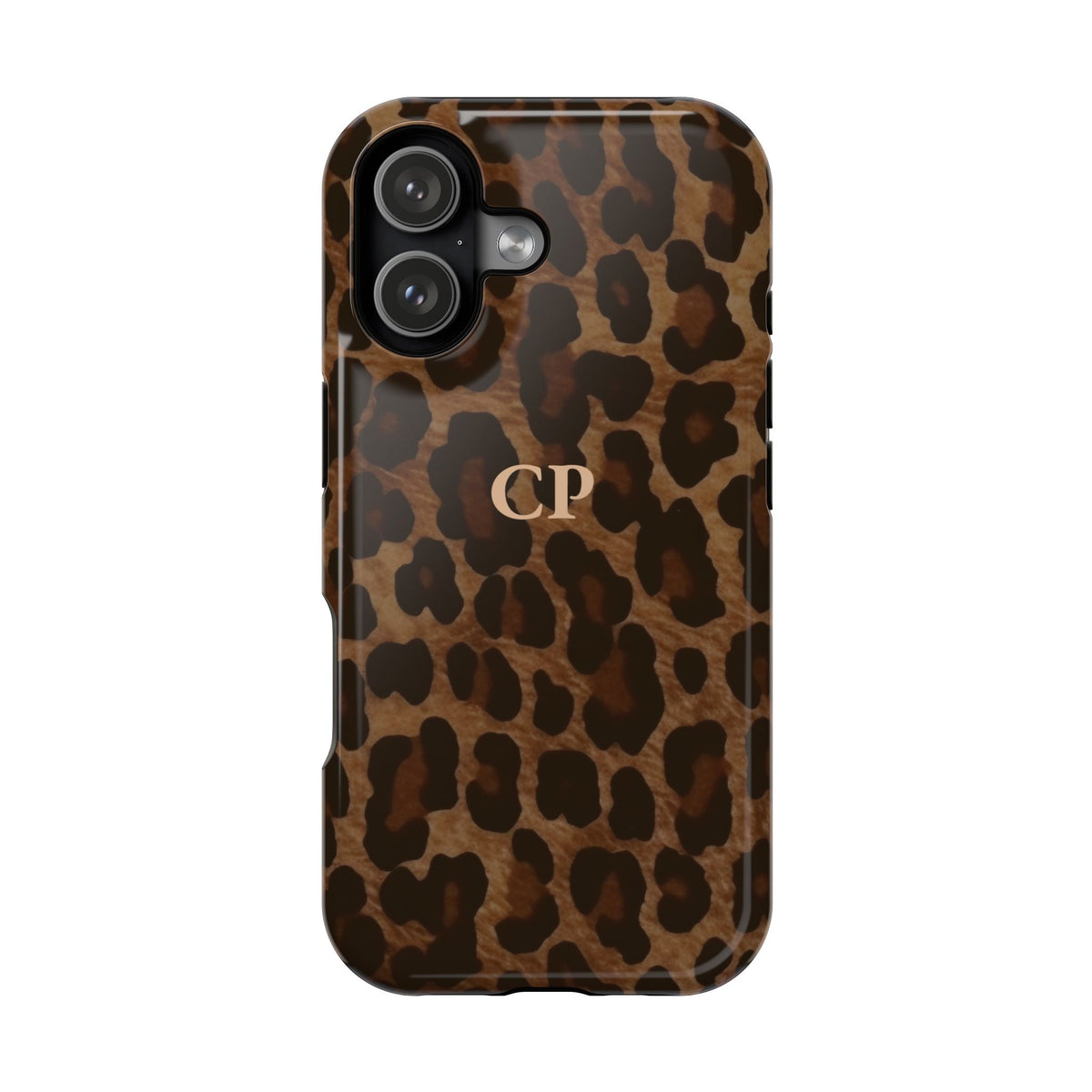 Brown Leopard Monogram Magnetic Impact Resistant Case Personalized