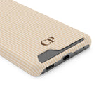Latte Ribbed Monogram Phone Case With Card Holder Personalized