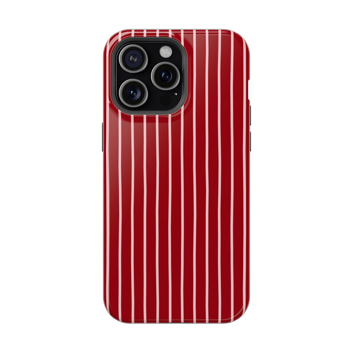 Red Pinstripe MagSafe case for iPhone 15 Pro Max, glossy finish