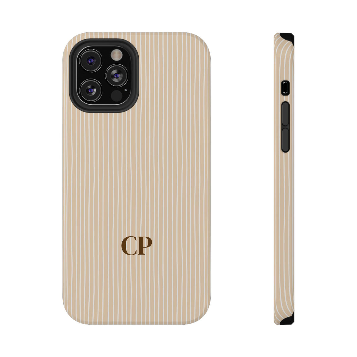 Latte Ribbed Monogram Impact Resistant Case Personalized