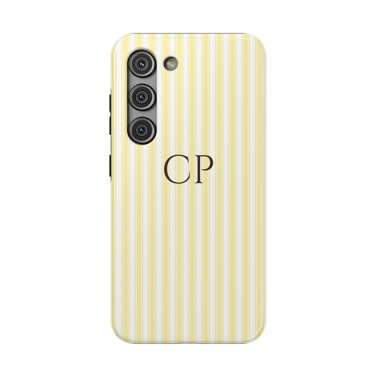 Cream Stripe Monogram Impact Resistant Case Personalized