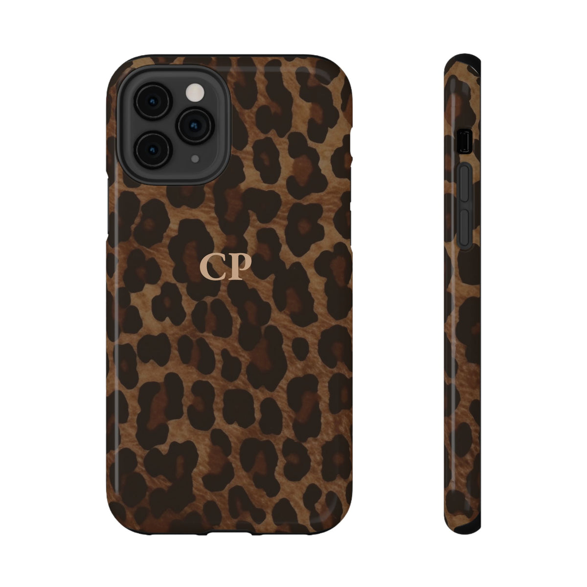 Brown Leopard Monogram Impact Resistant Case Personalized