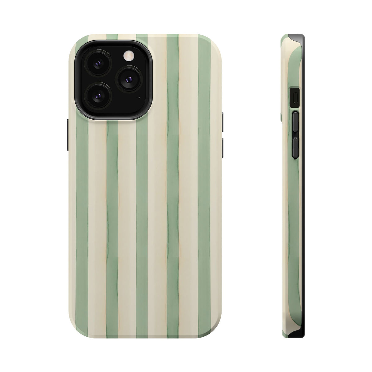 Sage Stripe MagSafe case for iPhone 13 Pro Max, glossy finish
